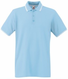 Fruit of the Loom, Premium Tipped Polo, premium two-tone men's polo shirt, light blue - white, XL