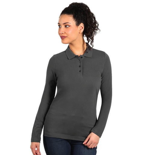 SUNNY LSL, ženska pamučna polo majica dugih rukava, 180 g/m2, tamno siva
