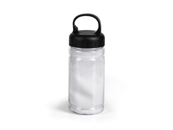 COOL, Cooling towel in plastic bottle case