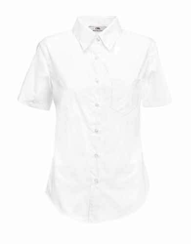 Fruit of the Loom, Ladies SS Poplin Shirt, Women's Short Sleeve Business Shirt, White, 2XL
