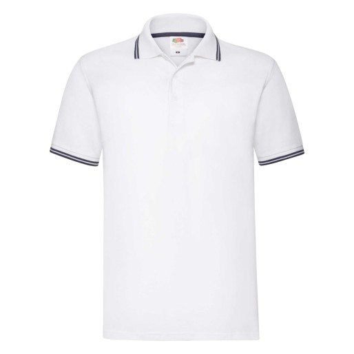 Fruit of the Loom, Premium Tipped Polo, premium two-tone men's polo shirt, white-dark tailored, M