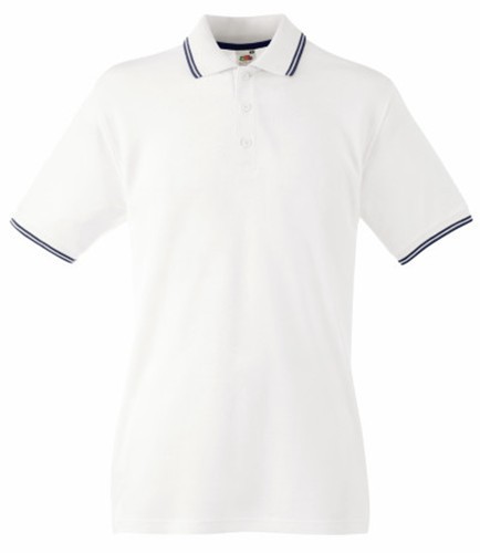 Fruit of the Loom, Premium Tipped Polo, Premium Two-tone Men's Polo Shirt, White-Dark Weight, XL