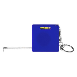 BRICK, plastic key holder with measuring tape, 1 m, blue