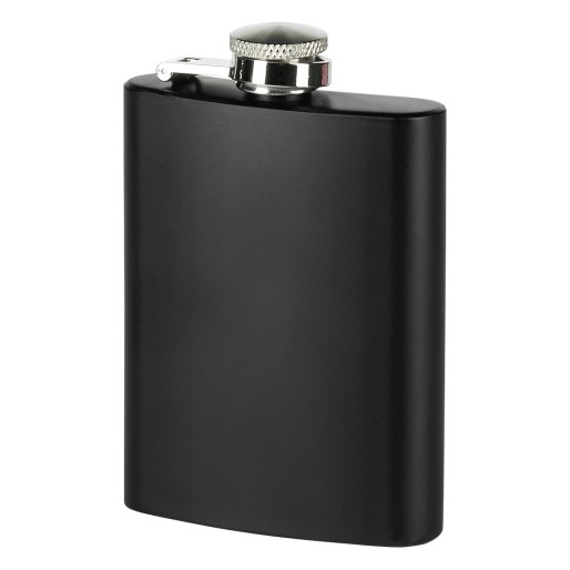 BRANDY 4, stainless steel flask, 115 ml, black