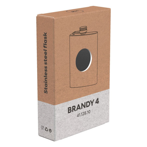 BRANDY 4, stainless steel flask, 115 ml, black