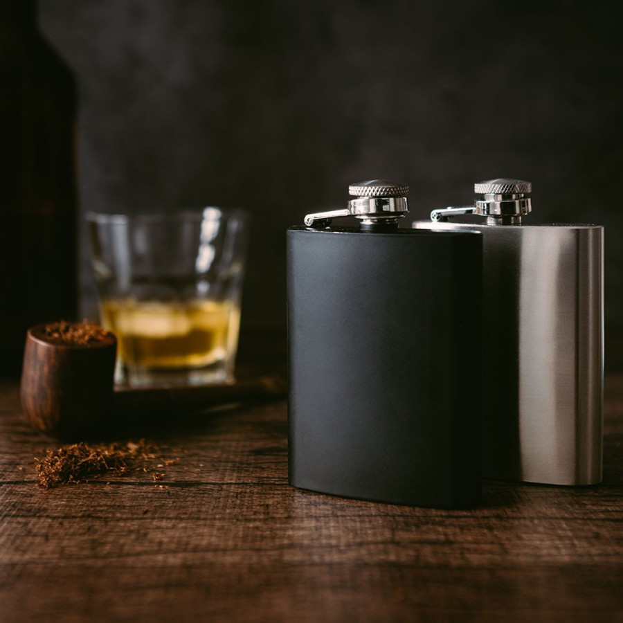 BRANDY 4, metalna pljoska, 115 ml, crna