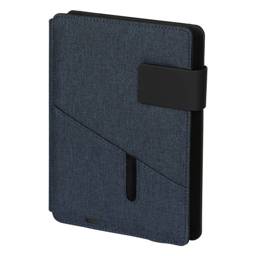 POWER NOTE, portfolio case with a5 notebook and power bank 5000 mah, blue
