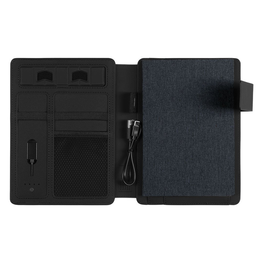 POWER NOTE, portfolio case with a5 notebook and power bank 5000 mah, blue