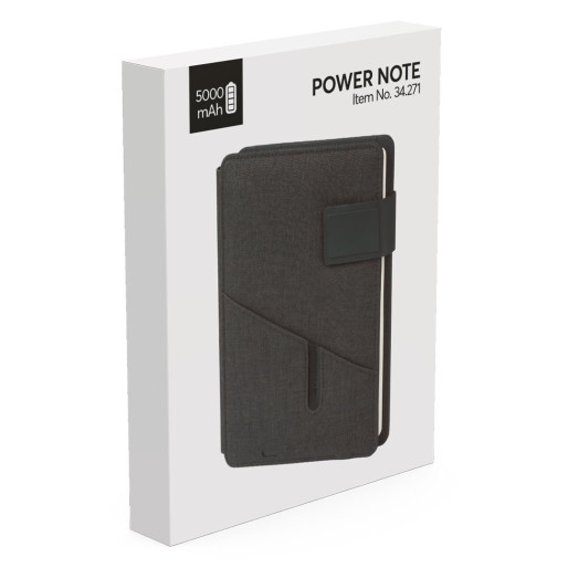 POWER NOTE, portfolio case with a5 notebook and power bank 5000 mah, blue