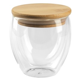 GOLD, mug with wooden lid, 250 ml, transparent