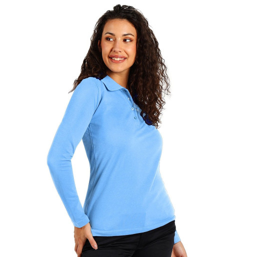 SUNNY LSL, ženska pamučna polo majica dugih rukava, 180 g/m2, svetlo plava
