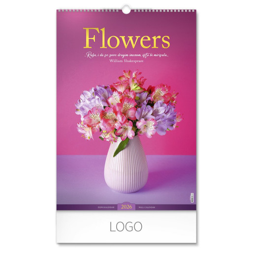 FLOWERS, wall calendar, 7 pages, b3 format