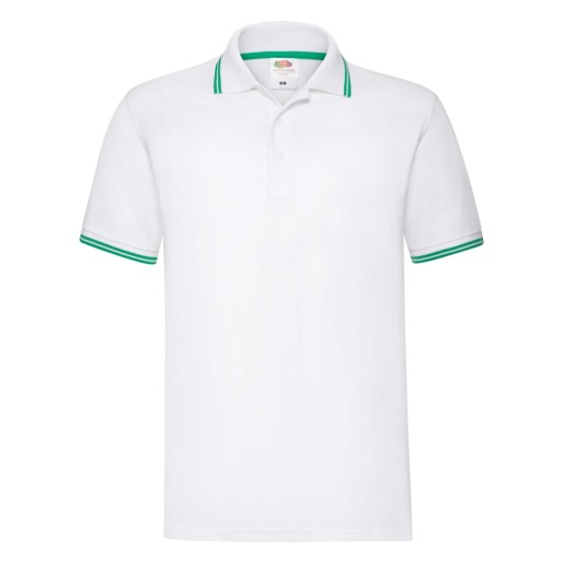 Fruit of the Loom, Premium Tipped Polo, premium dvobojna muška polo majica, bela-zelena, L