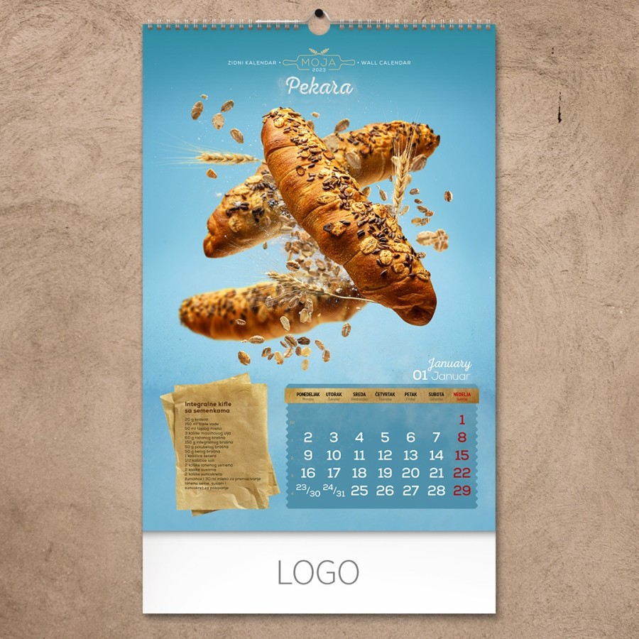 MOJA PEKARA, wall perfo max calendar, 7 pages, b3 format