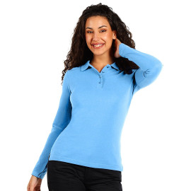 SUNNY LSL, women's long sleeve polo shirt, 180 g/m2, sky blue