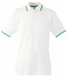 Fruit of the Loom, Premium Tipped Polo, premium dvobojna muška polo majica, bela-zelena, XL