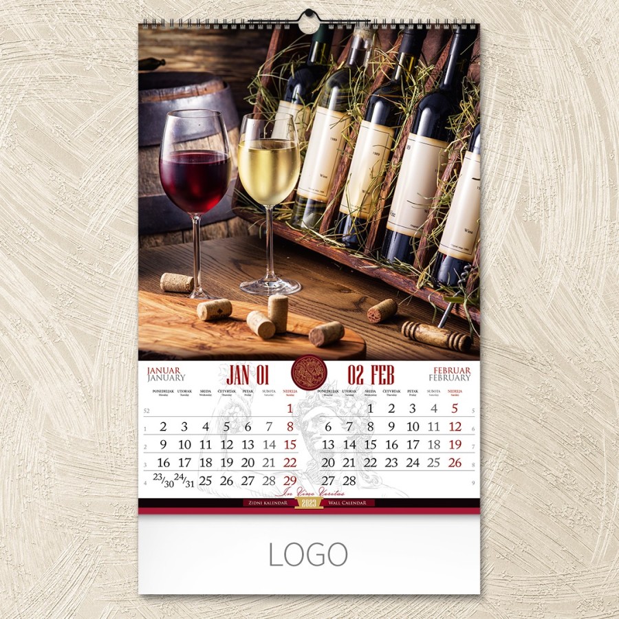 VINO, zidni kalendar: 7 listova, dvomesečni
