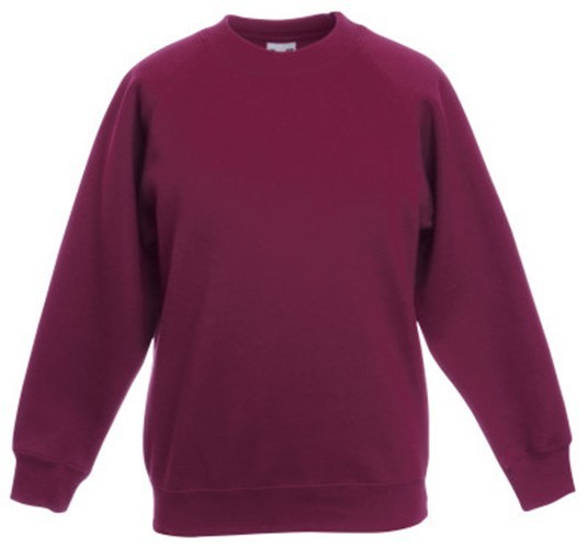 Fruit Of The Loom, Kids Premium Raglan Sweat, Sweatshirt, Burgundy, 12-13