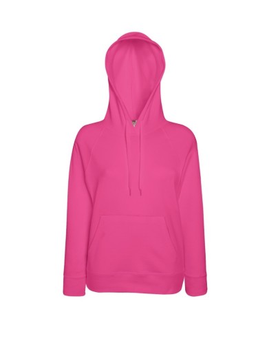 Fruit of the Loom, Ladies Lightweight Hooded Sweat, hooded sweatshirt, fuchsia, L