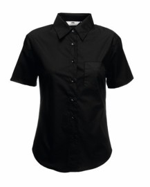 Fruit of the Loom, Ladies SS Poplin Shirt, Women Short Sleeve Business Shirt, Black, 2XL