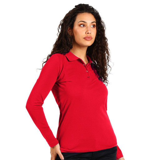 SUNNY LSL, ženska pamučna polo majica dugih rukava, 180 g/m2, crvena