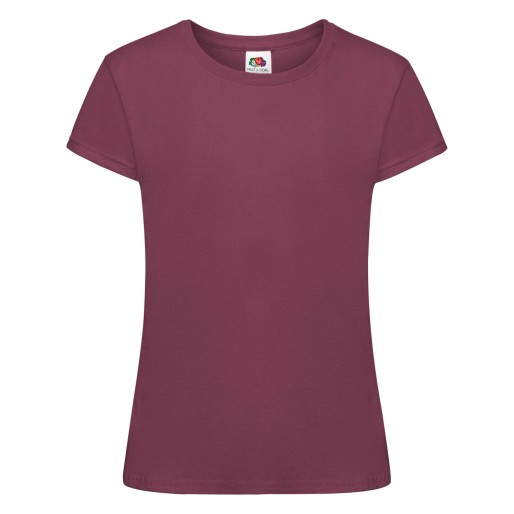 Fruit of the Loom, Sofspun, women's cotton cotton short sleeve t-shirt, burgundy, 14-15