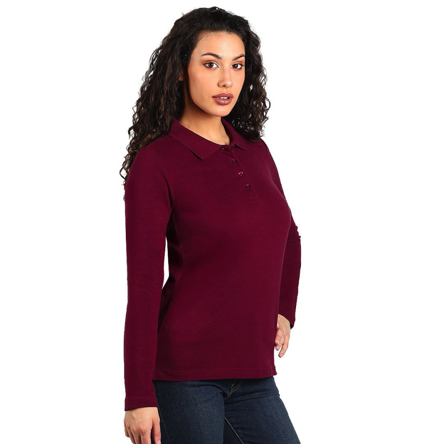 SUNNY LSL, women's long sleeve polo shirt, 180 g/m2, burgundy