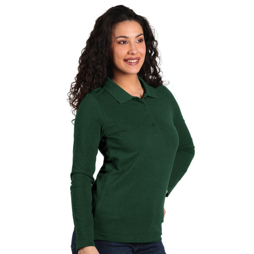 SUNNY LSL, ženska pamučna polo majica dugih rukava, 180 g/m2, tamno zelena