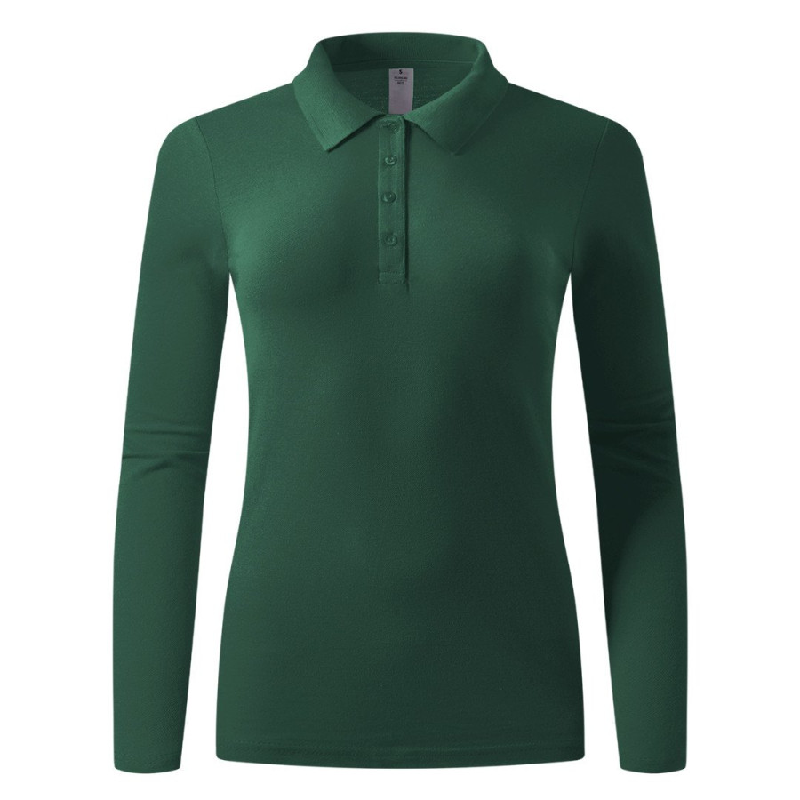SUNNY LSL, ženska pamučna polo majica dugih rukava, 180 g/m2, tamno zelena