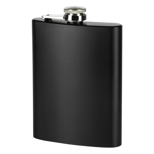 BRANDY 8, stainless steel flask, 230 ml, black