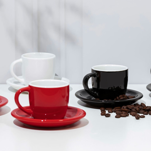 MOMENTO C MINI, fine stoneware espresso cup and saucer, 100 ml, black