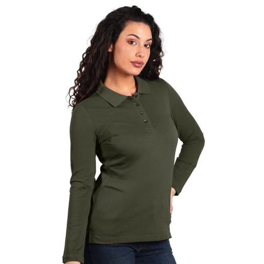 SUNNY LSL, ženska pamučna polo majica dugih rukava, 180 g/m2, maslinasta