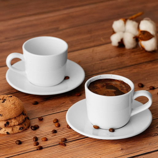 MILL, šolja za cappuccino sa tacnom od fine keramike, 150 ml, bela