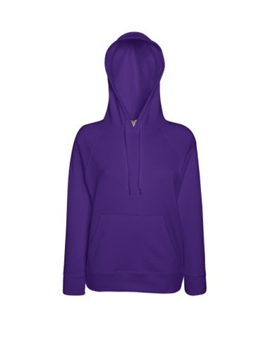 Fruit of the Loom, Ladies Lightweight Hooded Sweat, hooded sweatshirt, purple, XS