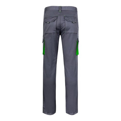 VL FIDES. Two-tone, multi-pocket stretch trousers (240g/m²), in cotton (46%), EME (38%) and polyester (16%)