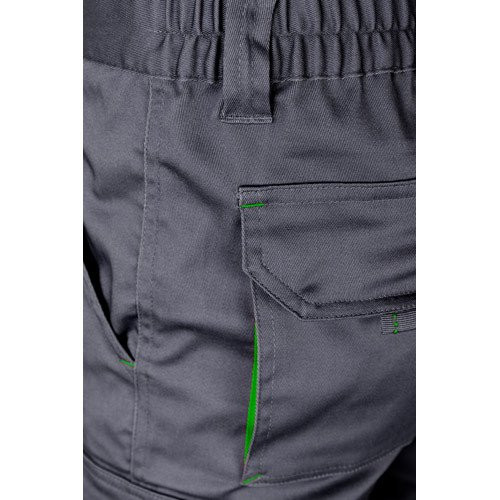 VL FIDES. Two-tone, multi-pocket stretch trousers (240g/m²), in cotton (46%), EME (38%) and polyester (16%)