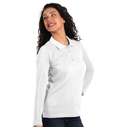 SUNNY LSL, ženska pamučna polo majica dugih rukava, 180 g/m2, bela