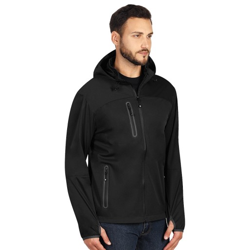 RIDER, unisex softshell hooded jacket, black