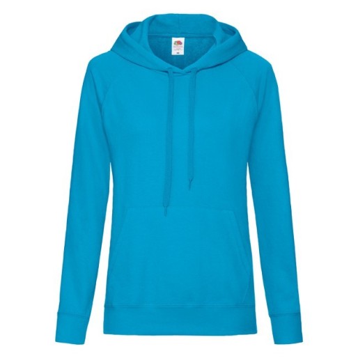 Fruit of the Loom, Ladies Lightweight Hooded Sweat, hooded sweatshirt, azure blue, XS