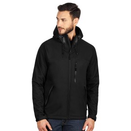BLACK PEAK, unisex softshell jacket, fully zippered with hood, black