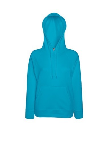 Fruit of the Loom, Ladies Lightweight Hooded Sweat, hooded sweatshirt, azure blue, L
