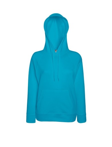 Fruit of the Loom, Ladies Lightweight Hooded Sweat, hooded sweatshirt, azure blue, L