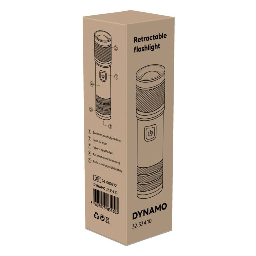 DYNAMO, rechargeable flashlight (1 led), black