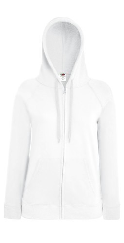 Fruit of the Loom, Ladies Lightweight Hooded Sweat Jacket, hooded sweatshirt, white, S