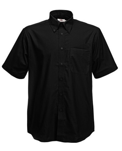 Fruit of the Loom, SS Oxford Shirt, Men's Short Sleeve Business Shirt, Black, 3XL