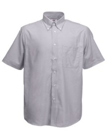 Fruit of the Loom, SS Oxford Shirt, Men's Short Sleeve Business Shirt, Oxford Gray, S