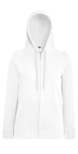 Fruit of the Loom, Ladies Lightweight Hooded Sweat Jacket, hooded sweatshirt, white, L