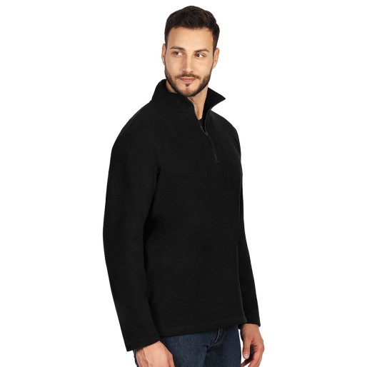 GLECHER ZIP, dukserica od brušenog flisa sa rajsferšlusom do pola, crna