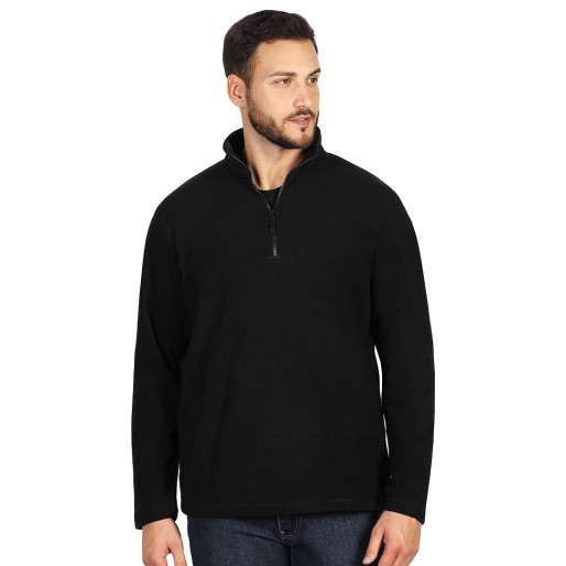 GLECHER ZIP, dukserica od brušenog flisa sa rajsferšlusom do pola, crna