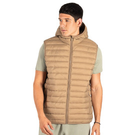 LIBERTY HOOD VEST MEN, light padded bodywarmer with hood, light brown